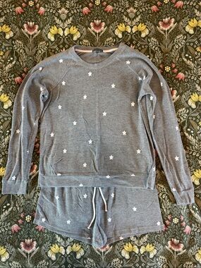 PJ Salvage Gray Star-Print soft fleece Pajama Set